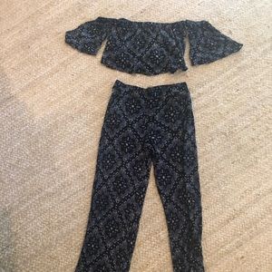 Two Piece Navy Jumpsuit Set